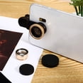 thumbnail image 1 of Mobestech Portable Smartphone Camera Lens Golden 3 in 1 Clip on Wide Angle Macro Fisheye, 1 of 7