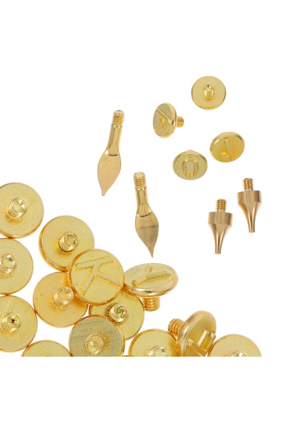 56Pcs Custom Branding Iron For Wood With Pyrography Function For Artists In Golden Brass