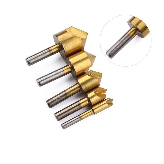 Mobestech 5Pcs Durable Cobalt Steel Countersink Bit Set for Chamfering Deburring in Aluminum Plastic