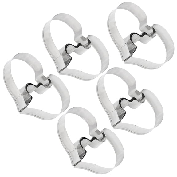 Mobestech 5Pcs Non Stick Heart Shaped Baking Molds Stainless Steel for Cookies and Cakes