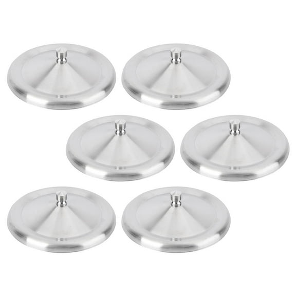 Mobestech 6Pcs Portable Plated Silver Stainless Steel Cup Lids Simple Design Smooth Edges