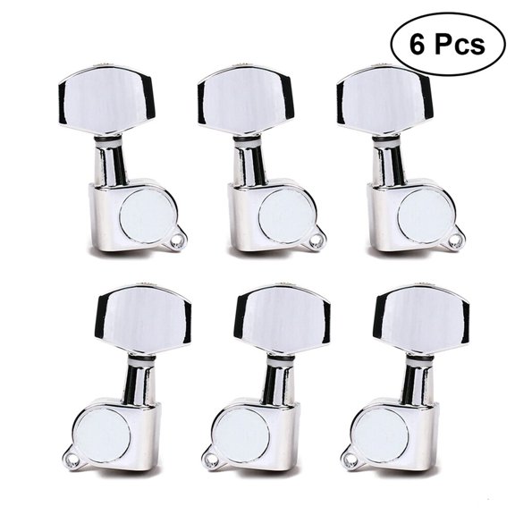 Mobestech 6Pcs Guitar Tuning Keys with Sealed Design and Plated Silver Finish for Electric Guitar String Fixing