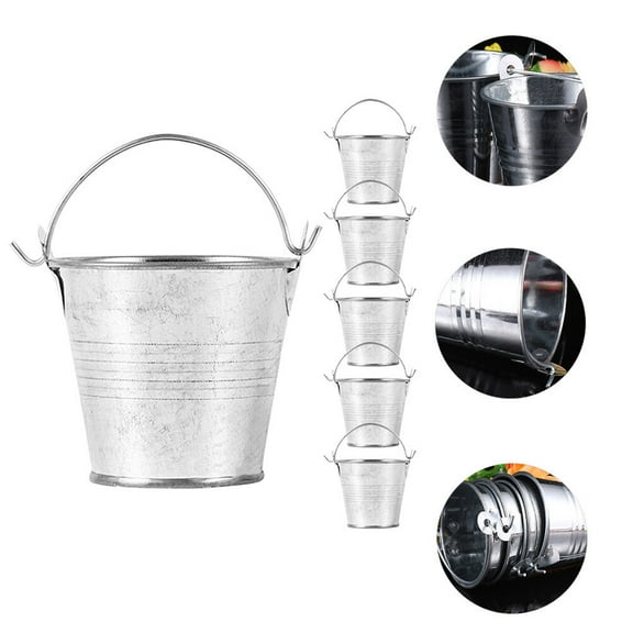Mobestech 6Pcs Mini Serving Buckets Round Iron for Large Parties