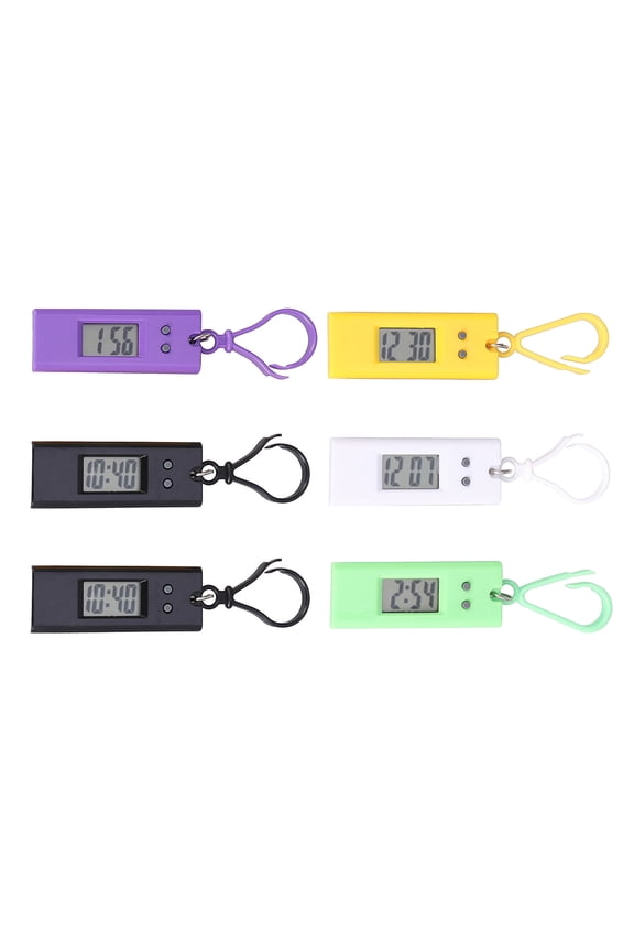 6Pcs Hanging Digital Watch Electronic Keychain Watch for Students Assorted