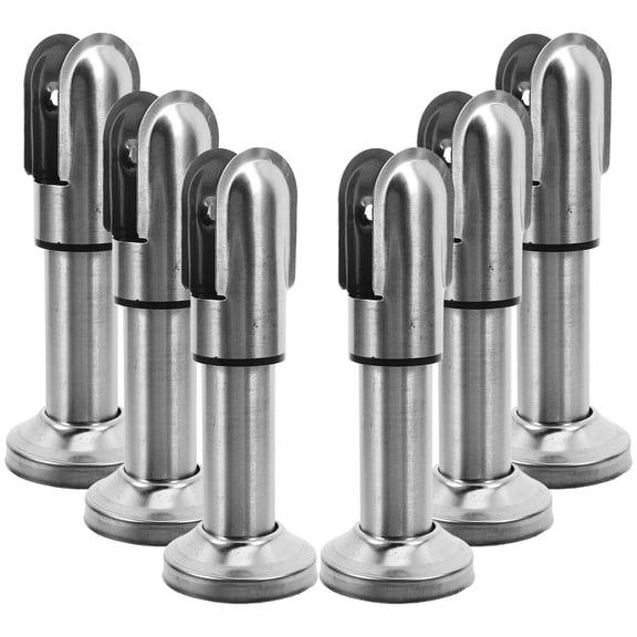Mobestech 6Pcs Public Restroom Partition Accessory Plated Silver Metal Foot Brackets for Enhanced Wall Support