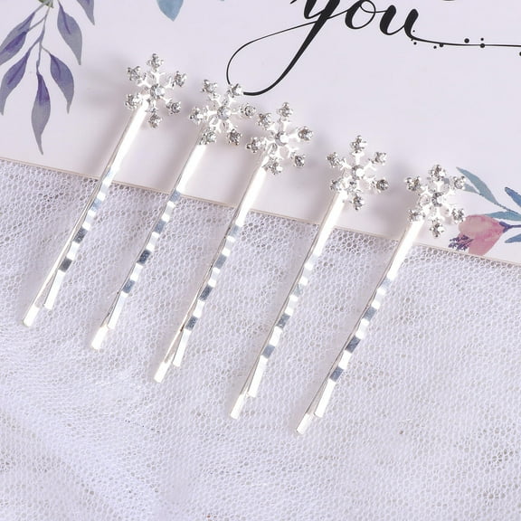 Mobestech 6Pcs White Snowflake Hair Clips Set Metal Hairpins for Decorative Hairstyles