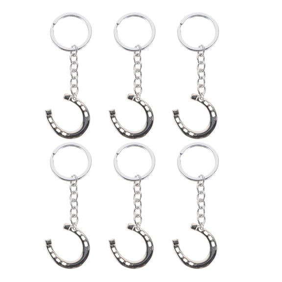 Mobestech 6Pcs Plated Silver Horseshoe Keychain Metal Decoration Good Luck Charm for Car Keys Purse Backpack Bag Accent
