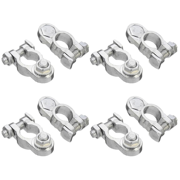Mobestech 8Pcs Lightweight Aluminium Alloy Battery Terminal Car Clip Battery Holder Plated Silver
