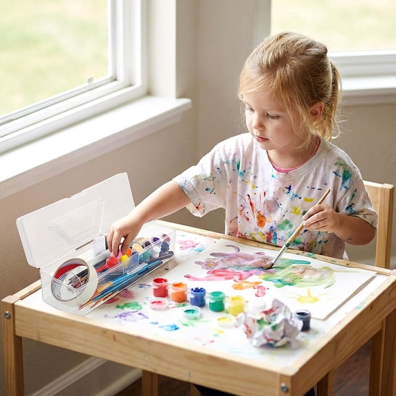 Mobestech Back to School 2pcs Clear Storage Box Transparent Brush Holder For Art Supplies Storage For Artists