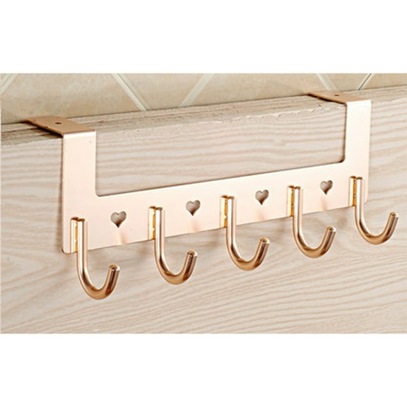 Mobestech Beige Over Door Coat Rack Aluminum Hook Hook Rail for Clothes Kitchen Bathroom Use