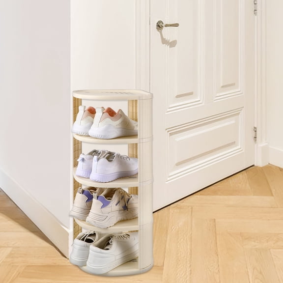 Mobestech Beige Plastic Shoe Stand for Front Door with Easy Assembly and Modern Design