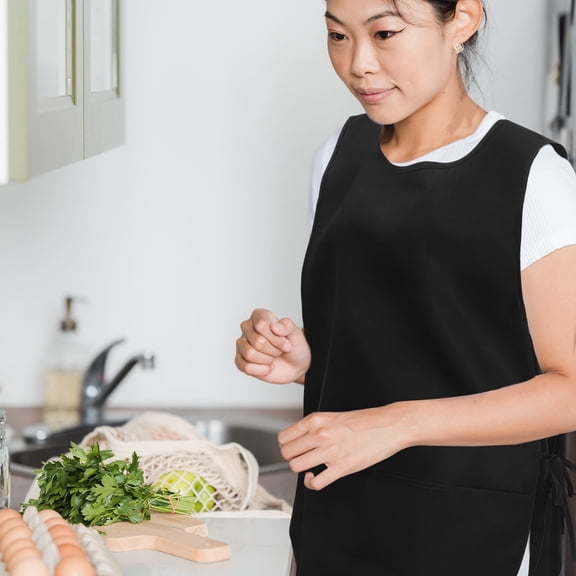 Mobestech Black Cooking Apron with Multiple Pockets, and Ideal for Restaurant, Kitchen, and Home Use