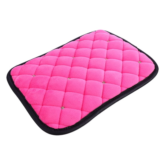 Mobestech Bling Rosy Plush Car Armrest Cushion Pad Center Console Cover Easy Install