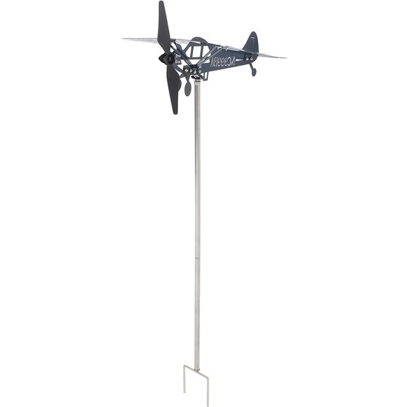 Mobestech Blue Metal Airplane Weather Vane for Garden and Yard Decor Easy Installation Durable Outdoor Decor 36 inches