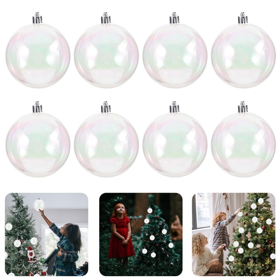 Mobestech Festive Ornament Transparent Plastic Christmas Balls for Tree Decoration 12Pcs