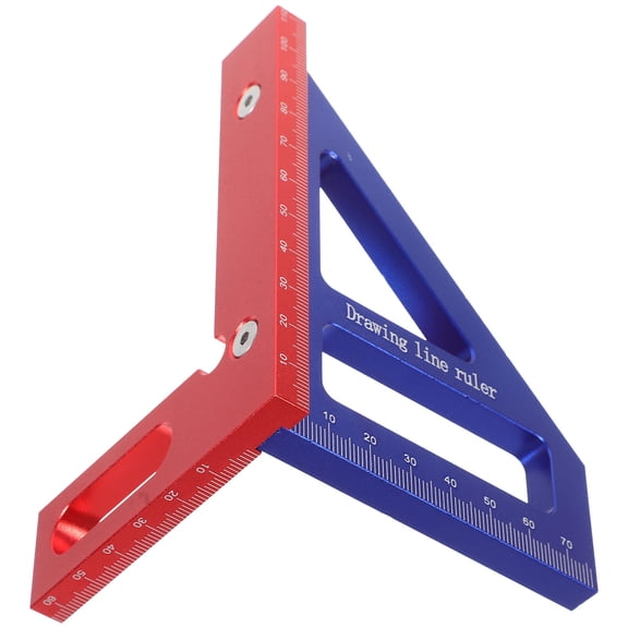 Mobestech Woodworking Triangle Ruler Scriber Red Aluminum Alloy 1Pack