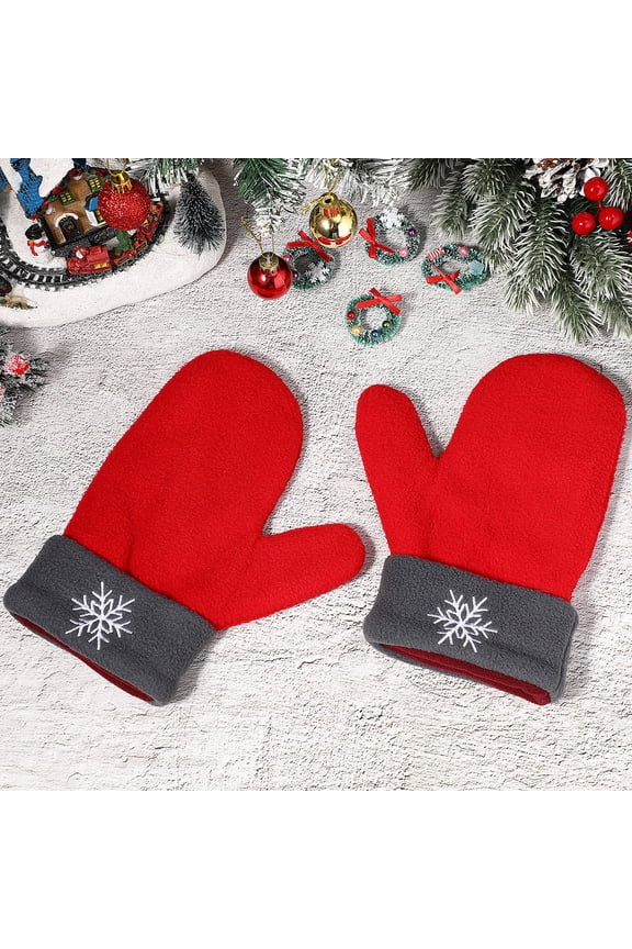 3 Pcs Warming Gloves Red Couple Gloves Polar Fleece for Daily Life
