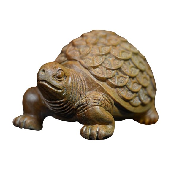 Mobestech Creative Light Brown Wood Craft Turtle Figurine Decorative Desktop Decor