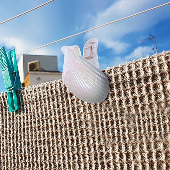 Mobestech Decorative Shell Shaped Beach Towel Clip White Plastic Windproof Holder for Outdoor Use