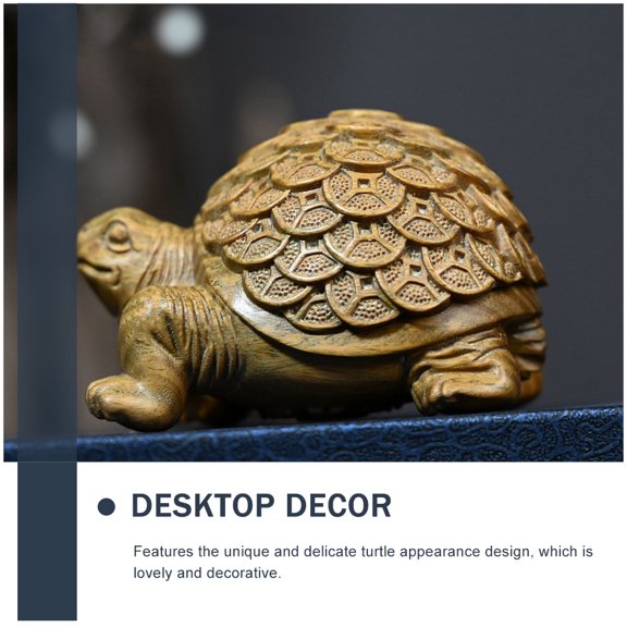 Mobestech Delicate Wood Craft Turtle Decor Light Brown Desktop Figurine Ornament