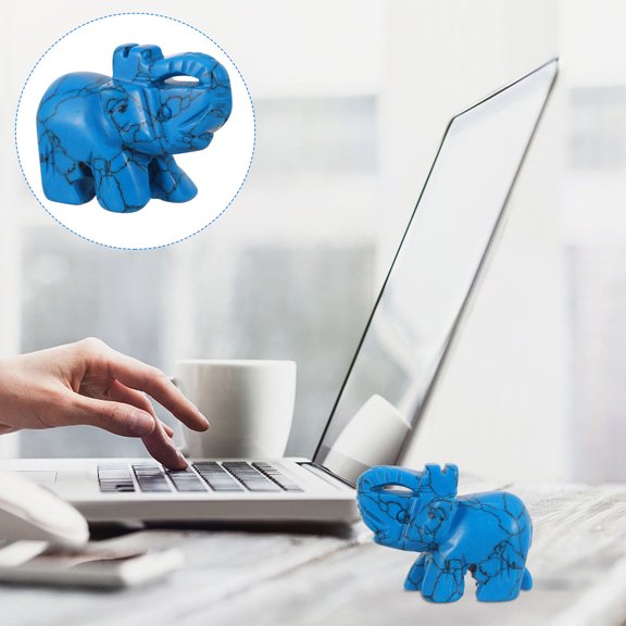 Mobestech Elegant Blue Elephant Figurine Crystal Sculpture for Living Room Decoration