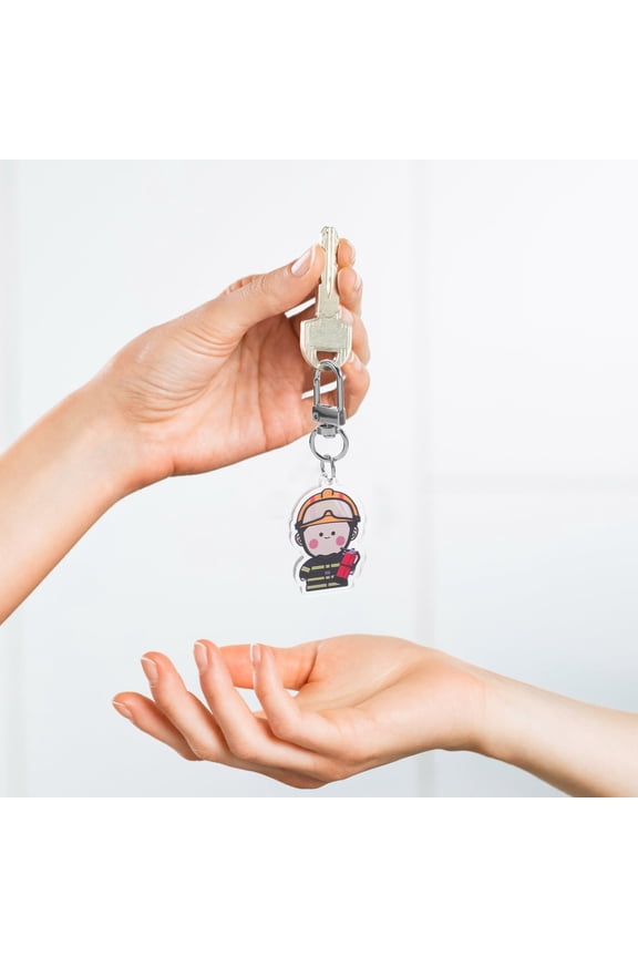Firefighter Keychain Acrylic Material Bag Charm Fireman Ornament for Enthusiasts