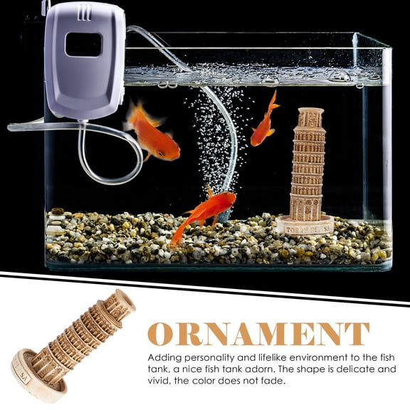 Mobestech Fish Tank Landscaping Ornaments Faux Tower Model Resin 1Set