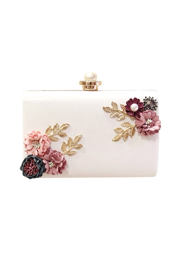 1Pack Floral Clutch Bag Evening Style PU Party Purse for Women with Card Storage