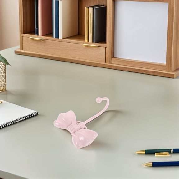 Mobestech French Style Pink Bowknot Wall Hook Decorative Hanger for Coats Bags and Towels
