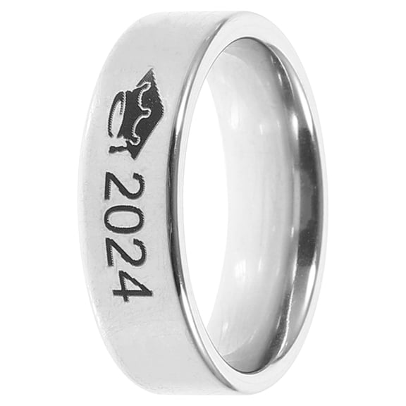 Mobestech Unisex Stainless Steel Graduation Ring Metal Finger Ring Doctoral Cap Design