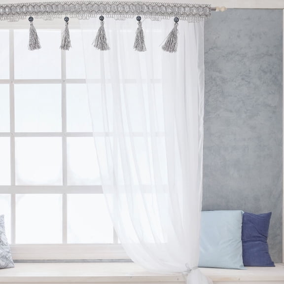 Mobestech Grey Curtain Fringe Trim for Home Decor Decorative Fabric Sewing Sofa Trim