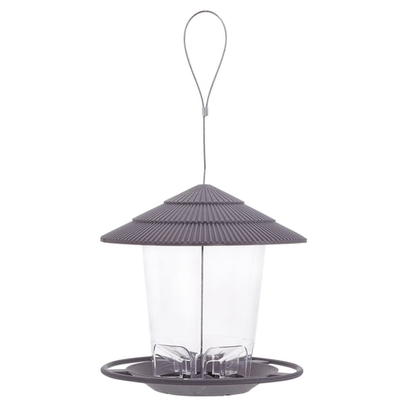 Mobestech Grey Plastic Bird Feeder for Wild Birds Easy to Fill and Clean with Loop for Quick Installation 7.5 Inches