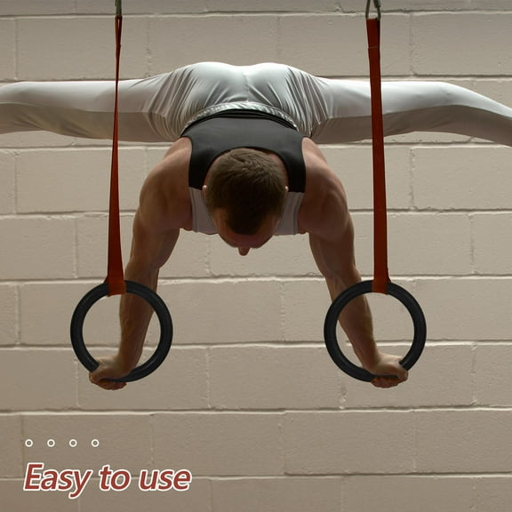 Mobestech 2PCS Outdoor Gymnastics Rings for Core Stability Black ABS Construction