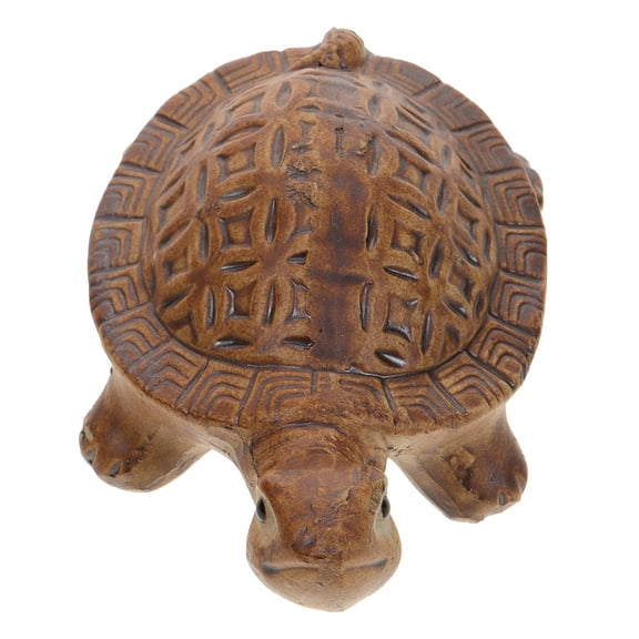 Mobestech Handcrafted Light Brown Ceramic Turtle Figure for Unique Tabletop and Fish Tank Display