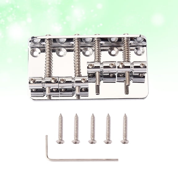 Mobestech Height Adjustable Electric Bass Guitar Bridge GA1019 Metal Silver 1 Set for Music Practice