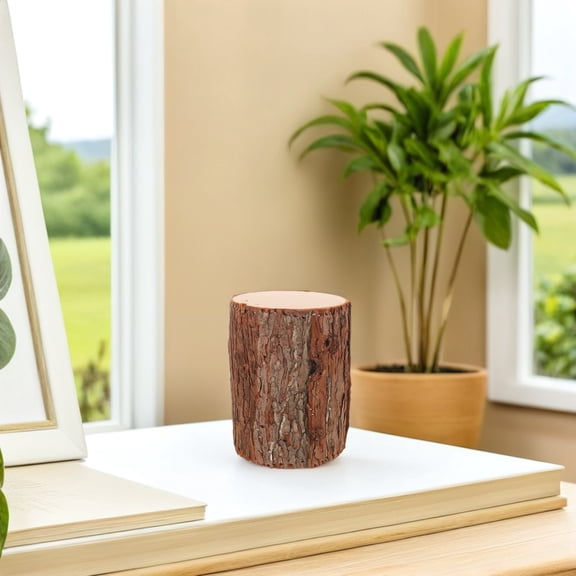 Mobestech Highly Realistic Wood Stump Display Stand Light Brown for Photography Props and Rustic Candle Decor