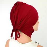 Mobestech Red Turban Cap for Women, 1 Set Simple Cover, Comfortable Islamic Headwear for Ladies