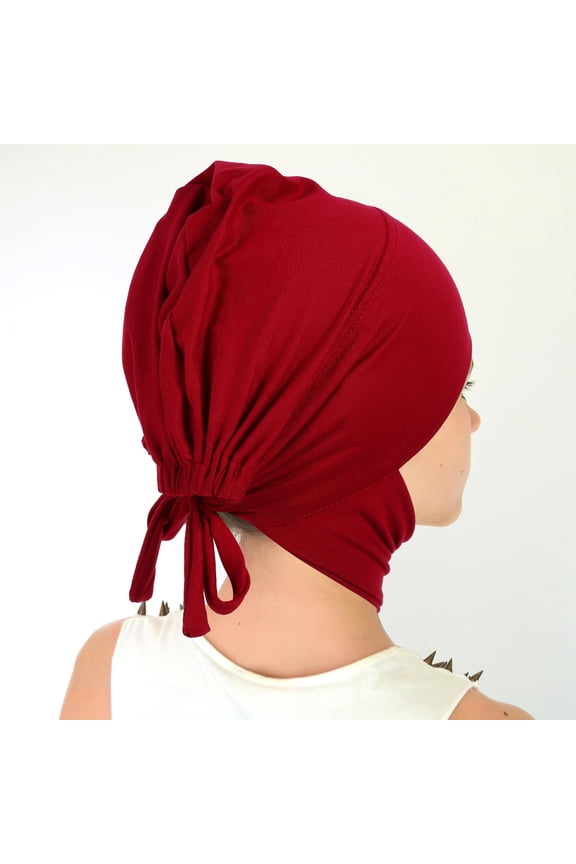 Red Turban Cap for Women, 1 Set Simple Cover, Comfortable Islamic Headwear for Ladies