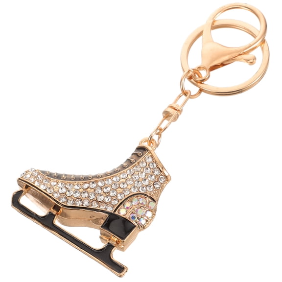 Mobestech Ice Skating Key Ring Pendant Alloy Golden Delicate Design Women 1Set