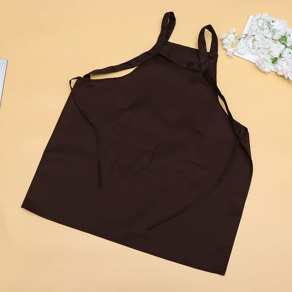 Mobestech Kitchen Cooking Apron Coffee Color Halter Style with Pocket for Home and Cafe Use
