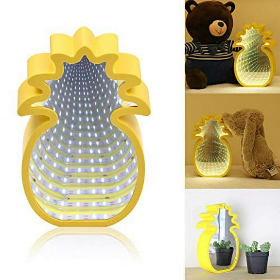 Mobestech LED Tunnel Light Battery Powered Creative Pineapple Mirror Lights Wall Decoration for Home Party Birthday Valentines Day
