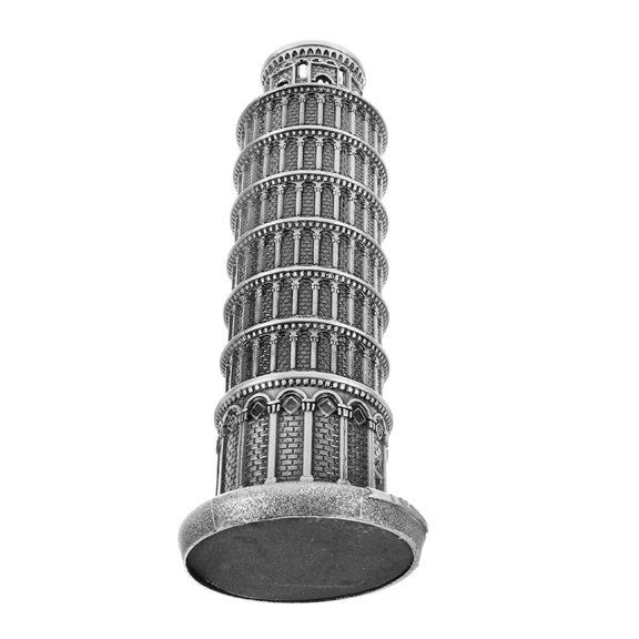 Mobestech Leaning Tower of Pisa Metal Building Model Zinc Alloy Table Decoration Home Decor Silver 5.5 Inch
