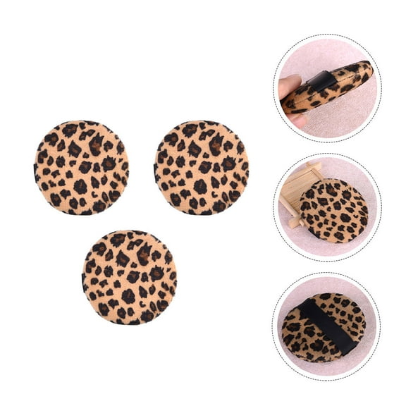 Mobestech Leopard Powder Puff Flocking Cloth Makeup Application 3Pcs