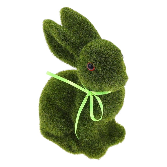 Mobestech Green Flocked Easter Bunny Ornament for Spring Seasonal Home Decoration and Holiday Display