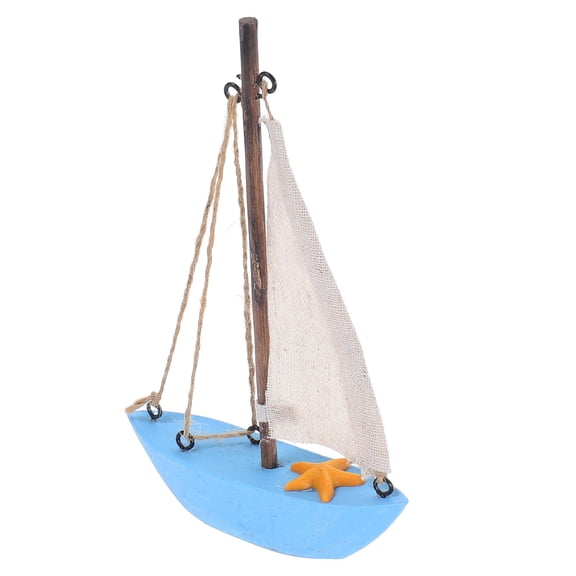 Mobestech Rustic Wooden Sailboat Figurine Multi Color Mediterranean Coastal Decor Accent