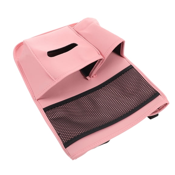 Mobestech Multifunctional Pink Car Console Organizer Bag with Mesh Pocket for Front Seat Storage