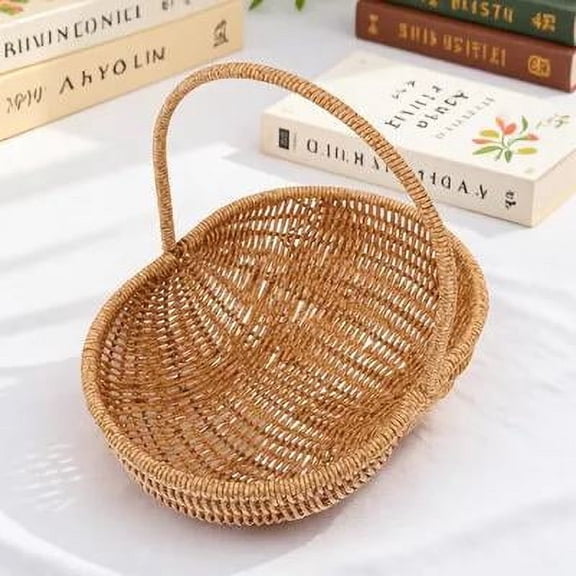 Mobestech Imitation Rattan Woven Basket for Food Fruit and Kitchen Storage