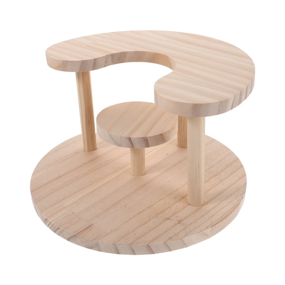 Mobestech Beige Wooden Display Shelf Multi Layer Desktop Organizer Rack for Miniatures Figurines and Collectibles