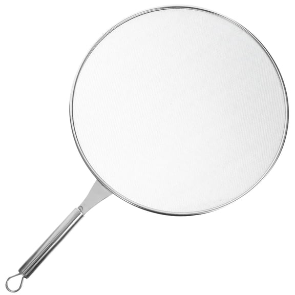 Mobestech Plated Silver Stainless Steel Splatter Screen for Kitchen with Comfortable Handle Grip