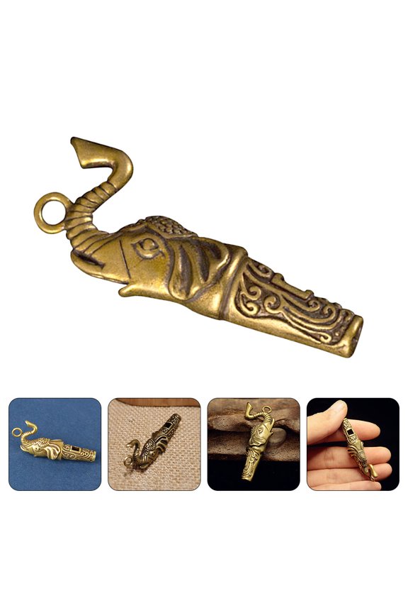 Portable Brass Elephant Whistle for Outdoor Use Multipurpose Keychain Ornament